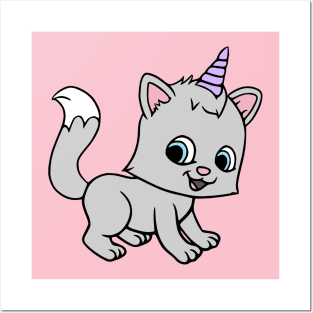 Unicorn Kitty Cat Posters and Art